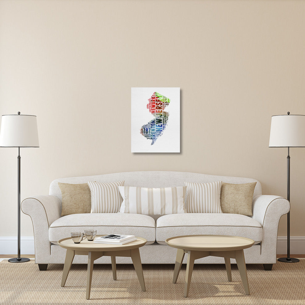 "New Jersey Watercolor Word Cloud" Fine Art Print