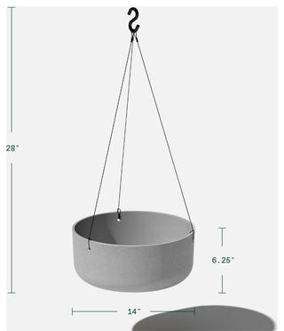 Pure Series Hanging Kona Bowl 14" Planter, Gray, 2 Pack