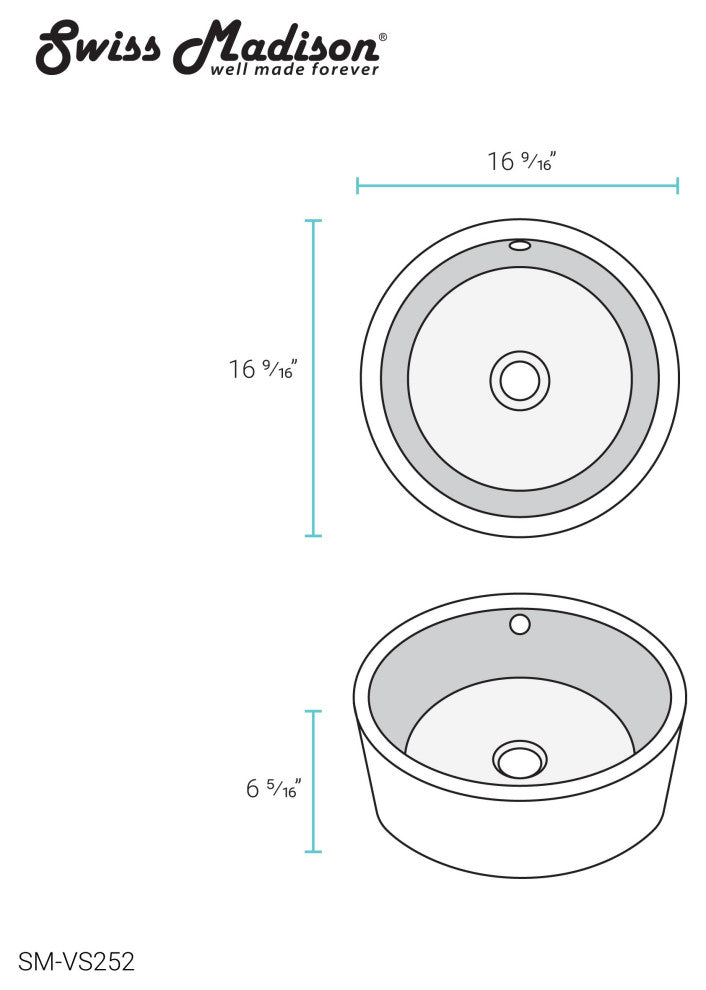 Monaco Round Vessel Sink, Glossy White