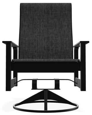 Leeward Sling Outdoor Swivel Rocker, Augustine Shadow/Black