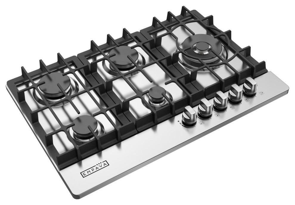 30-in Built-in Gas Cooktop with 5 Sealed Burners - LPG Convertible in Stainless