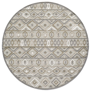 Calla Aztec Indoor/Outdoor Rug, Grey, 7'10' Round