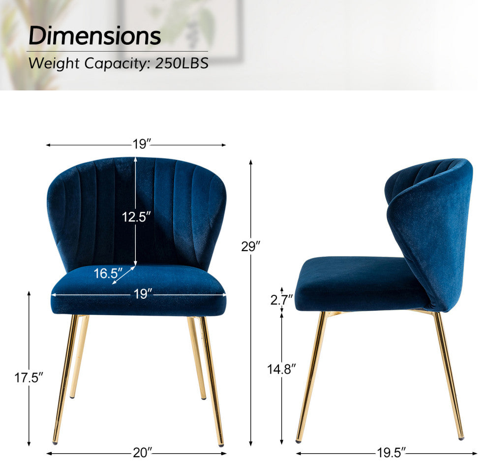 Luna Contemporary Side Chair With Tufted Back, Navy