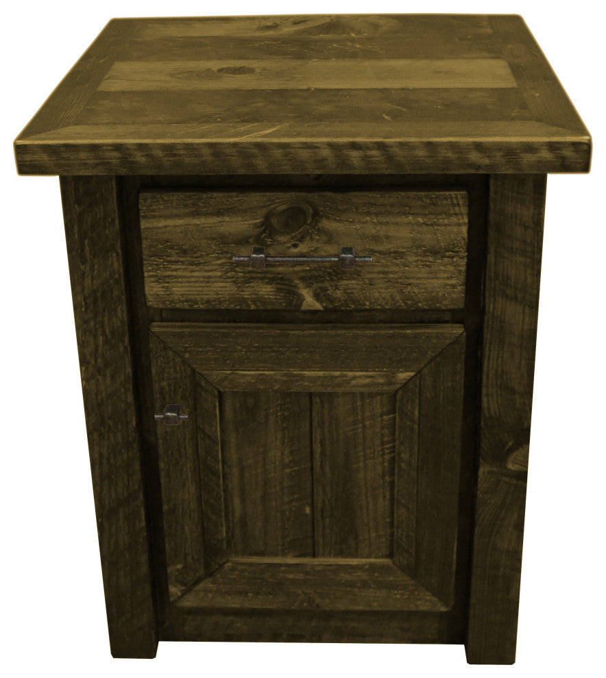 Barnwood Style Timber Peg 3-Drawer 1-Drawer 1-Door Nightstand, Driftwood