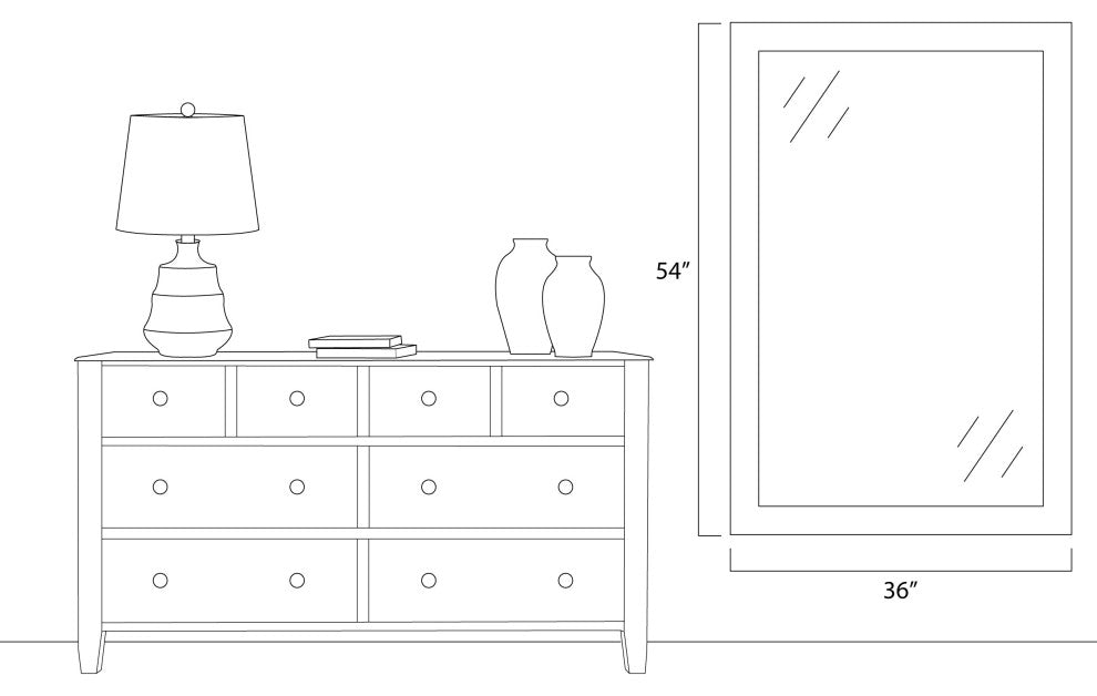 Porter Black Framed Mirror, 36"x54"