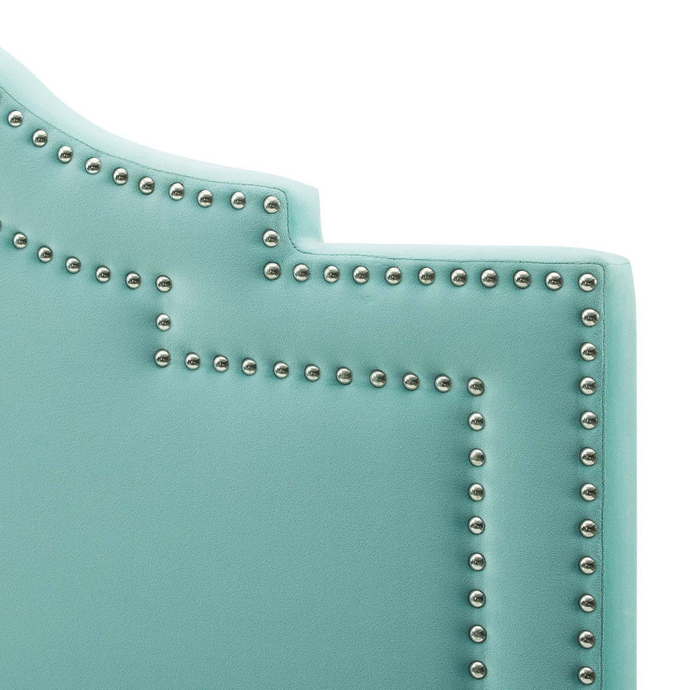 Headboard, King Size, Velvet, Blue, Modern Contemporary, Bedroom Master Suite