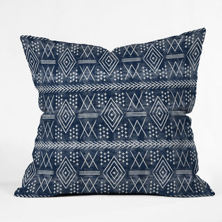 Little Arrow Design Co vintage moroccan on blue Throw Pillow