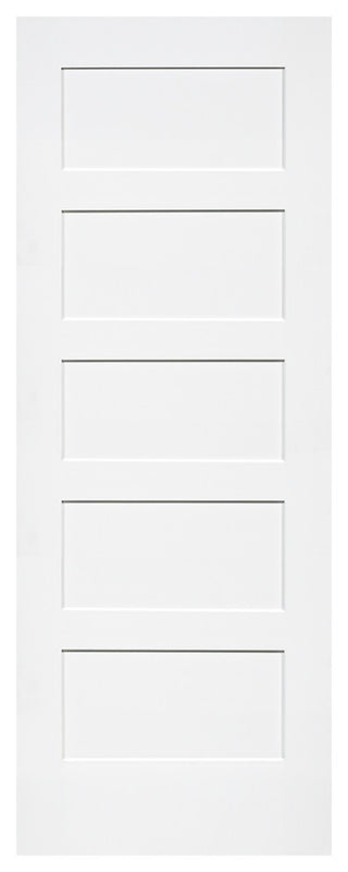 5-Panel Kimberly Bay Door, Interior Slab Shaker, White, 1.375"x24"x80"