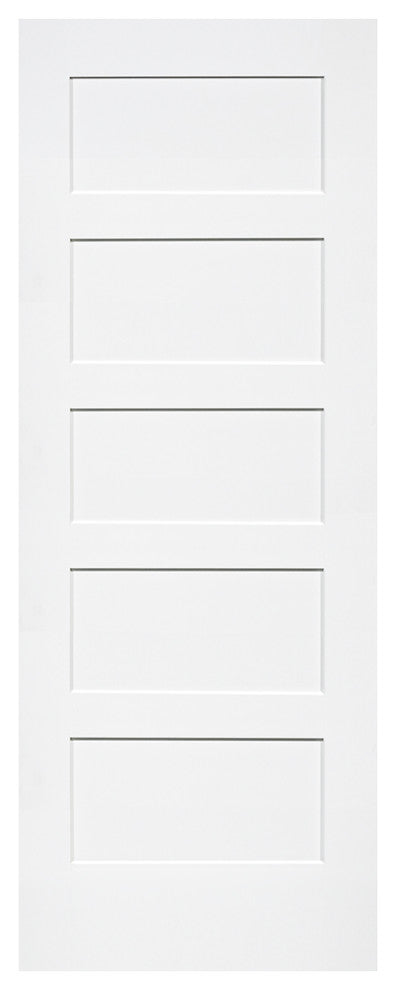 5-Panel Kimberly Bay Door, Interior Slab Shaker, White, 1.375"x24"x80"