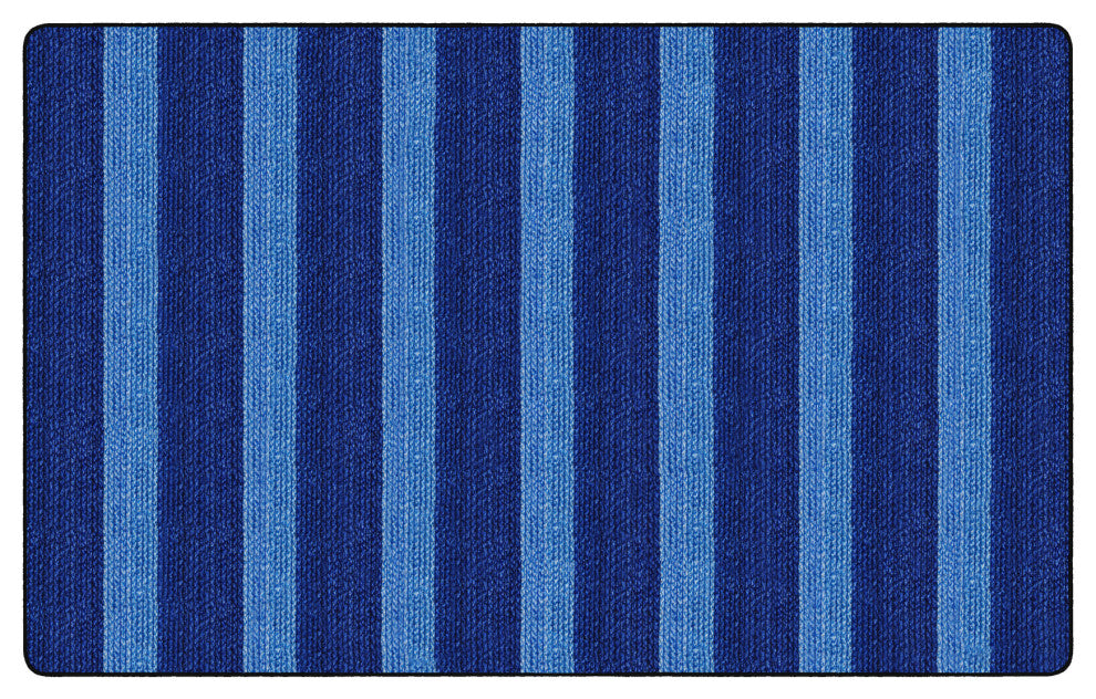 Flagship Carpets FA1006-44FS 7'6x12 Cozy BasketWeave Stripes/Blue Rug