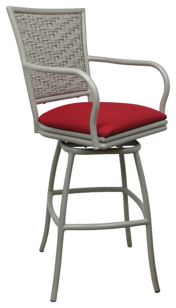 Outdoor Indoor Counter 26", 30" or Extra Tall 34" Bar Stool, Red Linen, 26"