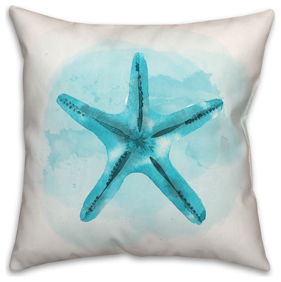 Watercolor Starfish 18x18 Spun Poly Pillow