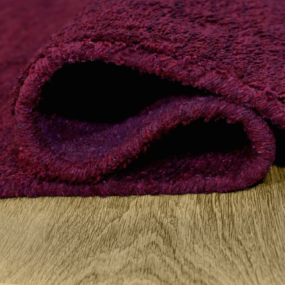 Hand Knotted Loom Silk Mix Area Rug Solid Dark Red, [Square] 10'x10'