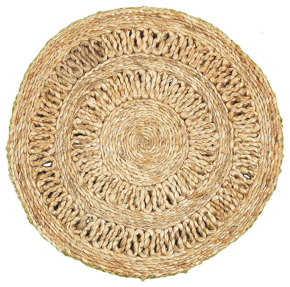 Detailed Braided Organic Jute Placemat, Set of Two