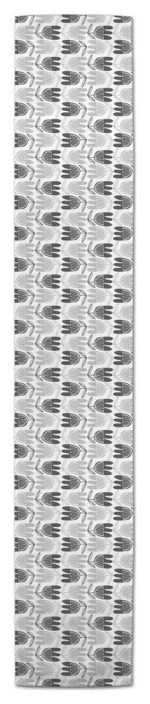 Mid Mod Gray Florals 16x90 Cotton Twill Runner