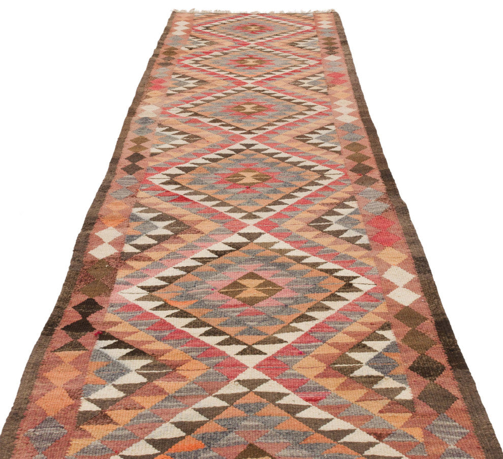 Vintage Turkish Kilim Runner 3' 3" x 10' 6", 39 in. x 126 in.