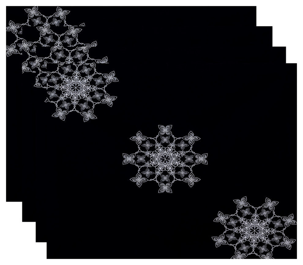 Decorative Holiday Placemat, Set of 4 Geometric, Navy Blue
