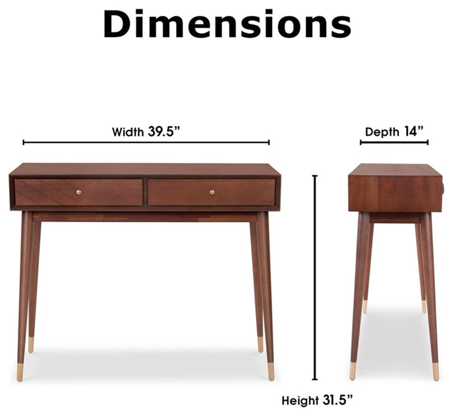 Adore Decor Sutton Mid-Century Modern Console Table Walnut Brown