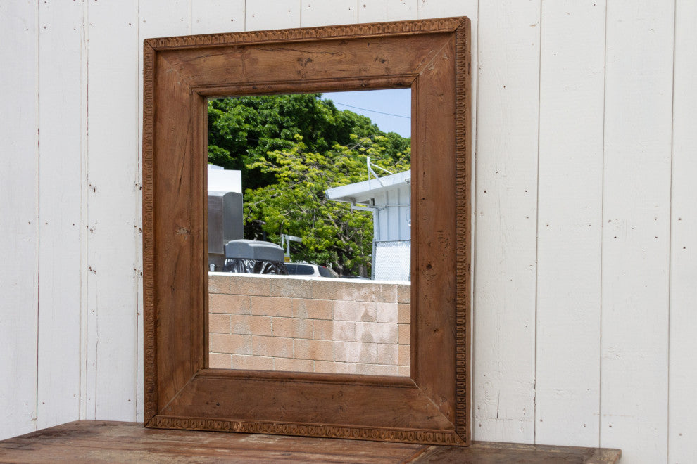 Reclaimed Teak Wood Rustic Framed Mirror