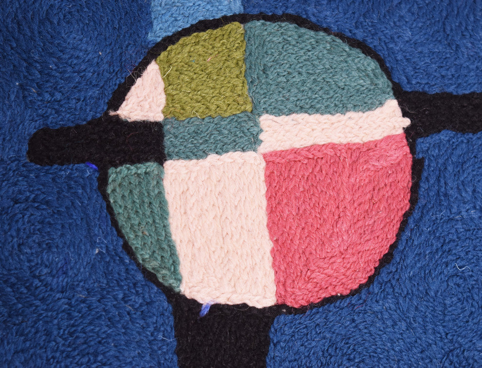 Lumbar Kandinsky Blue Modern Pillow Cover Counterweights HandEmbroidered 18x18