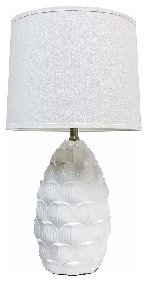 Elegant Designs Resin Table Lamp With Fabric Shade, White