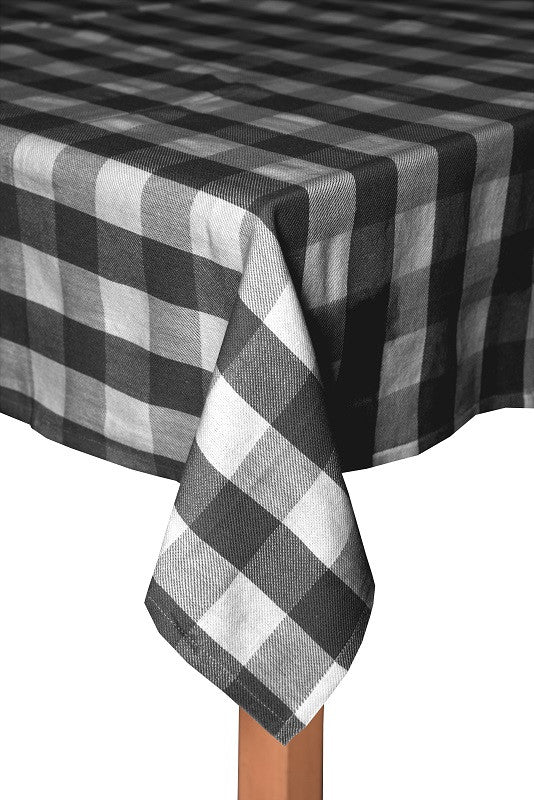 Farm Check 100% Cotton Table Cloth, Black, 70 Round