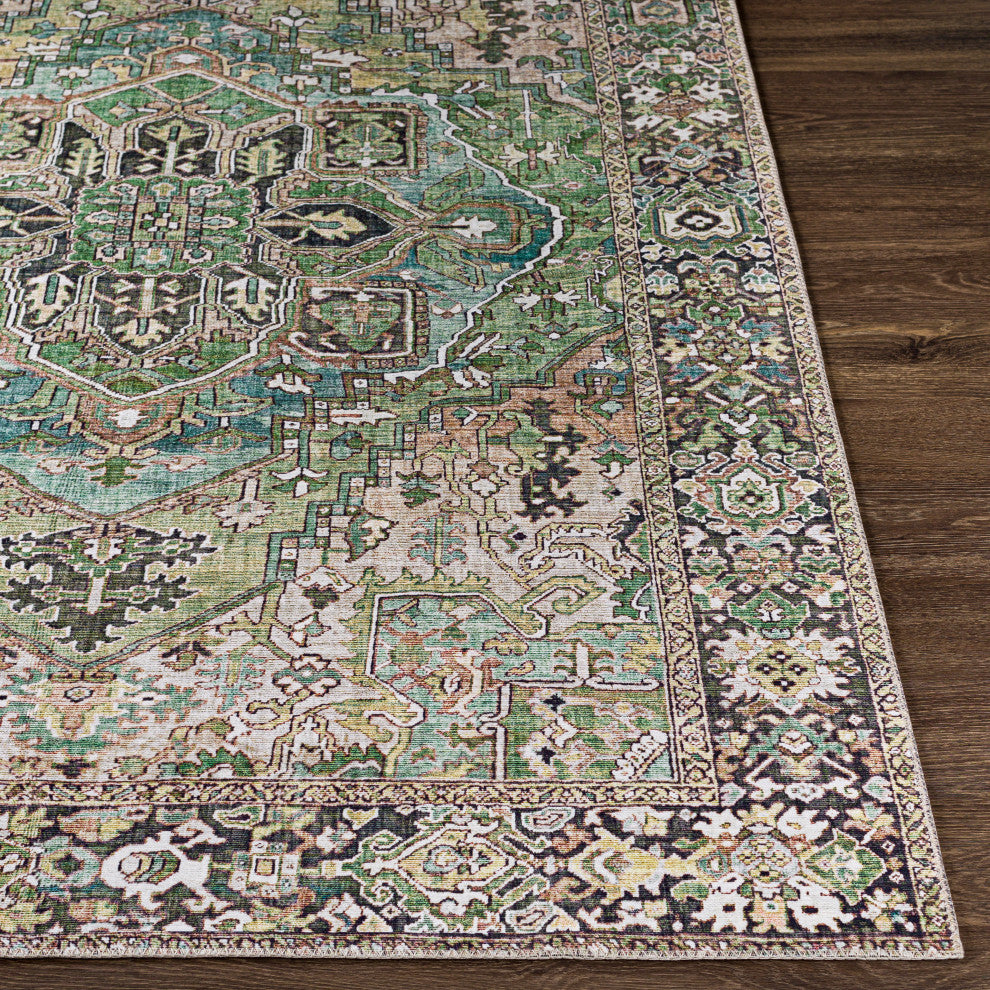 Iris IRS-2361 Traditional Olive Green 7'6"x9'6" Area Rug