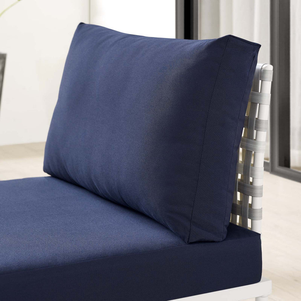 Sofa Middle Chair, Sunbrella, Aluminum, Metal, Blue Navy, Modern, Outdoor Patio
