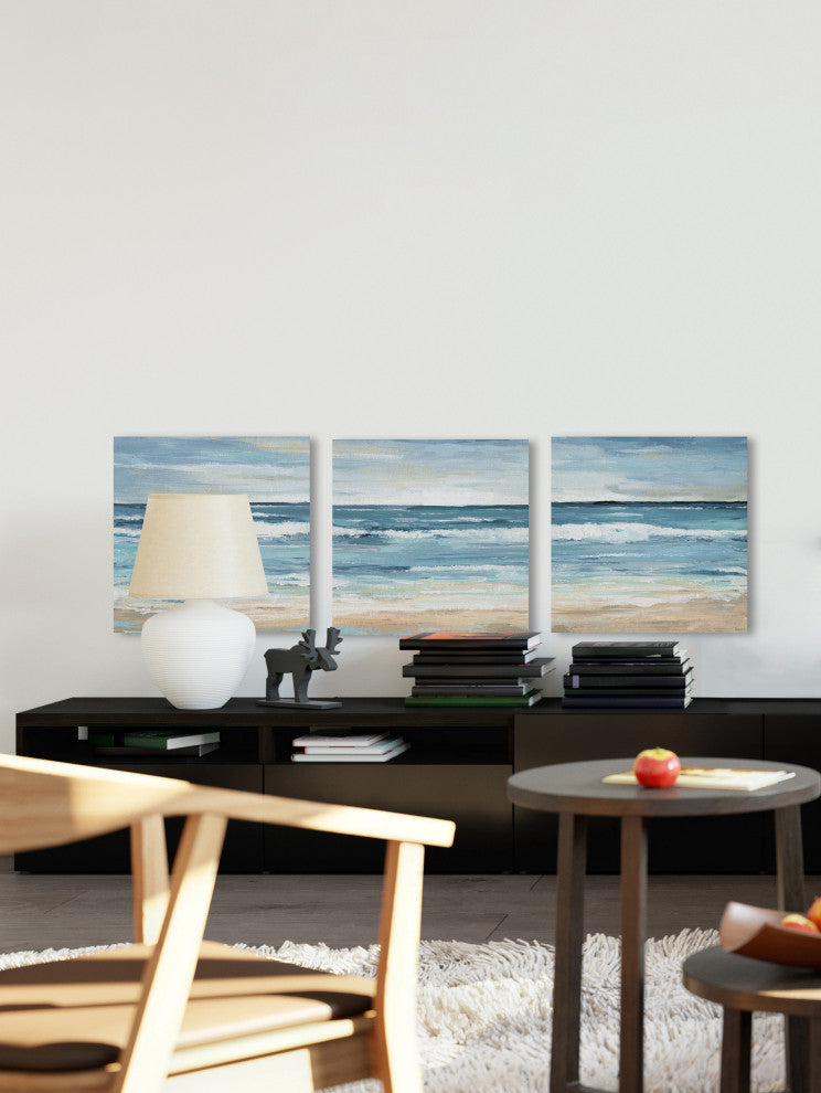 Blue Waves Triptych, 54"x18"