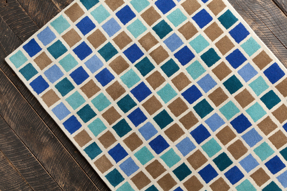 Allie Geometric Squares Contemporary Area Rug