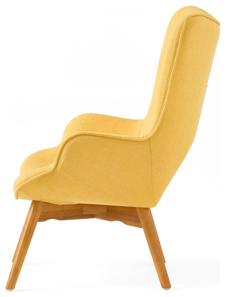 GDF Studio Acantha Mid Century Modern Retro Contour Chair, Muted Yellow