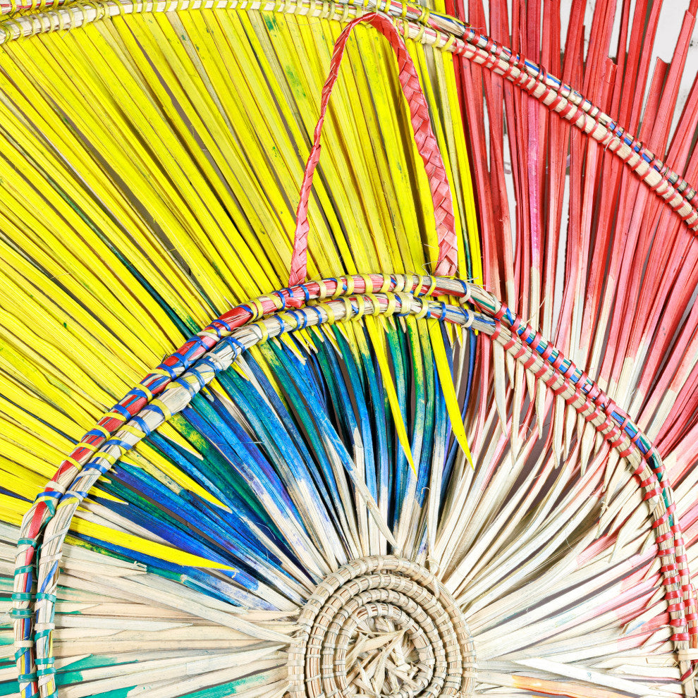 3D Sun Plate Palm Wall Sculpture, Artisan Crafted, Malawi, Multicolor, 33.5"