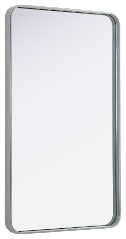 Home Living Contour Metal Rectangle Mirror 24x40, Silver