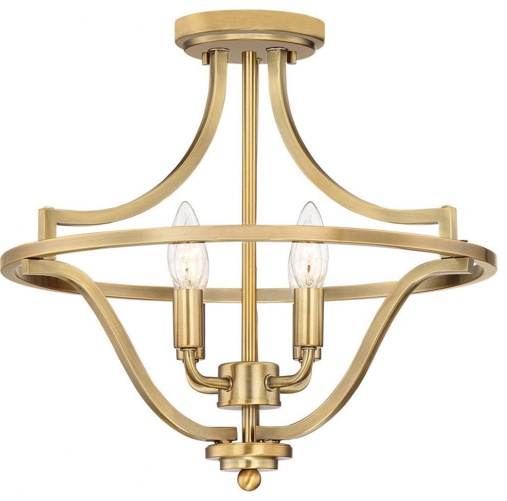 Quoizel QF5119WS Four Light Semi-Flush Mount, Weathered Brass Finish