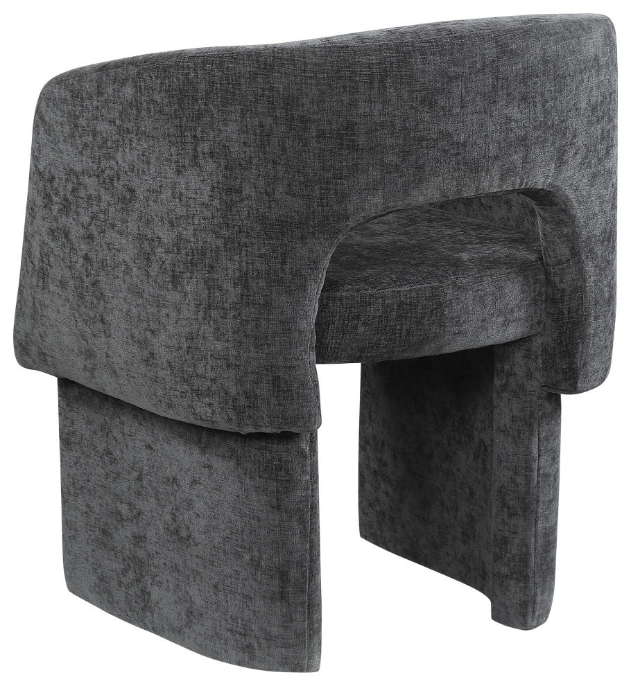 Emmet Boucle Fabric Dining Chair / Accent Chair, Black, Chenille Fabric