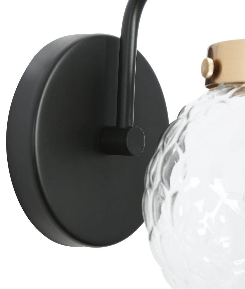LNC Astrid Black and Gold Modern Textured-Glass Wall Sconce, 1 Light