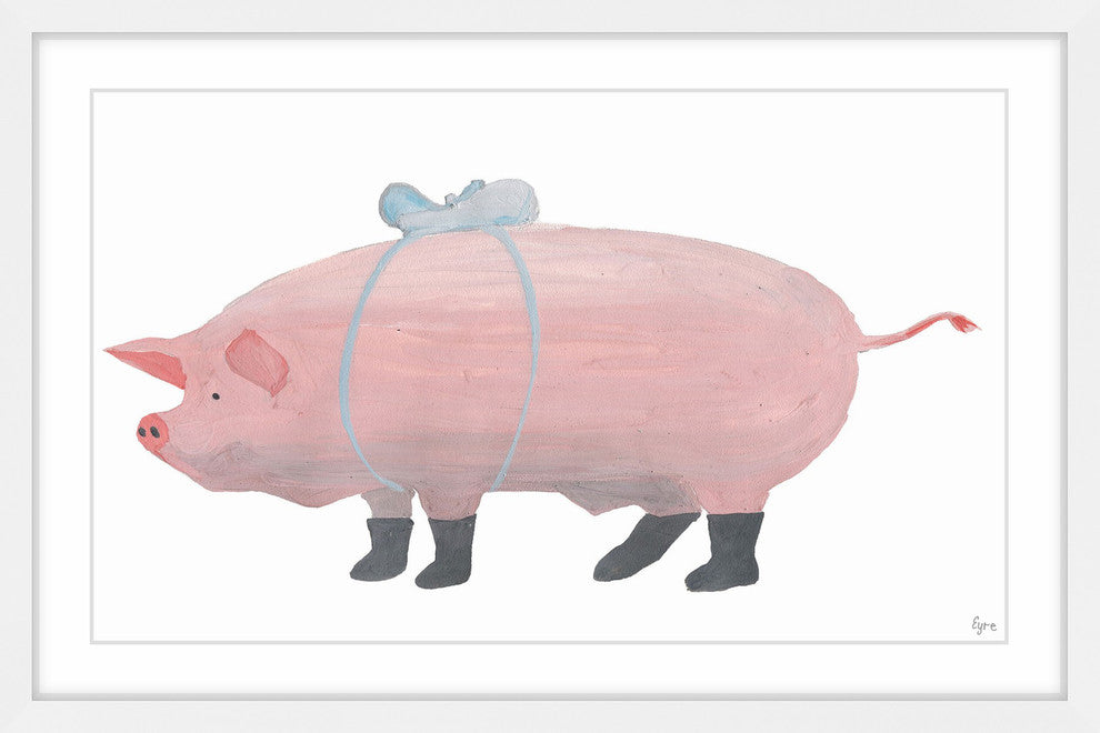 "Big Pink Gift" Framed Painting Print, 18"x12"