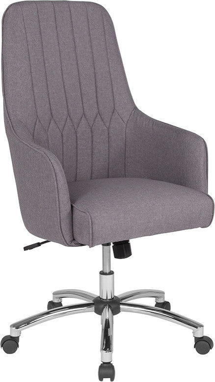 Albi Home And Office Upholstered High Back Chair In Light Gray Fabric