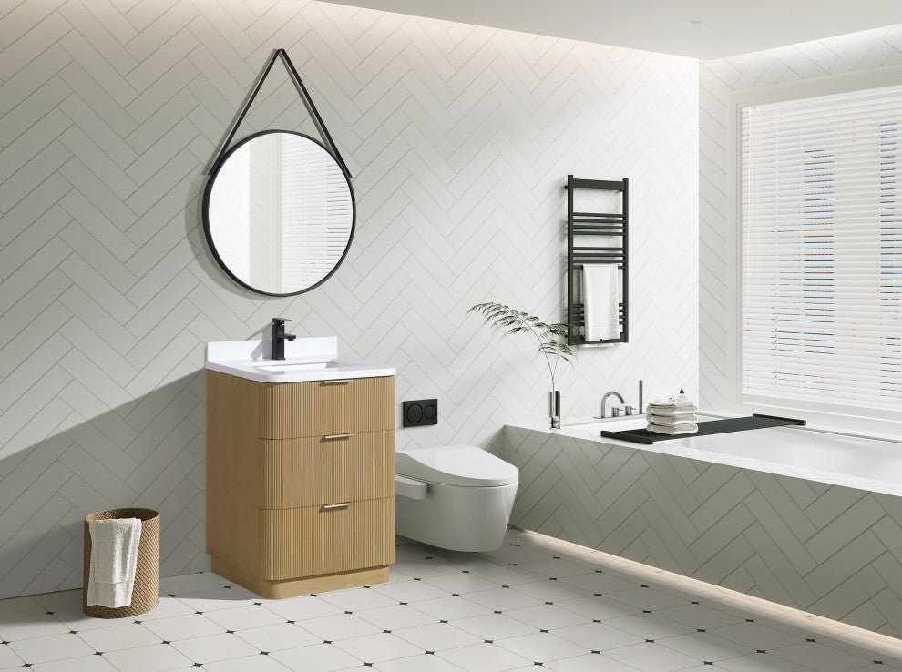 Ari Kitchen and Bath Calamigo 24" Freestanding Bathroom Vanity Oak