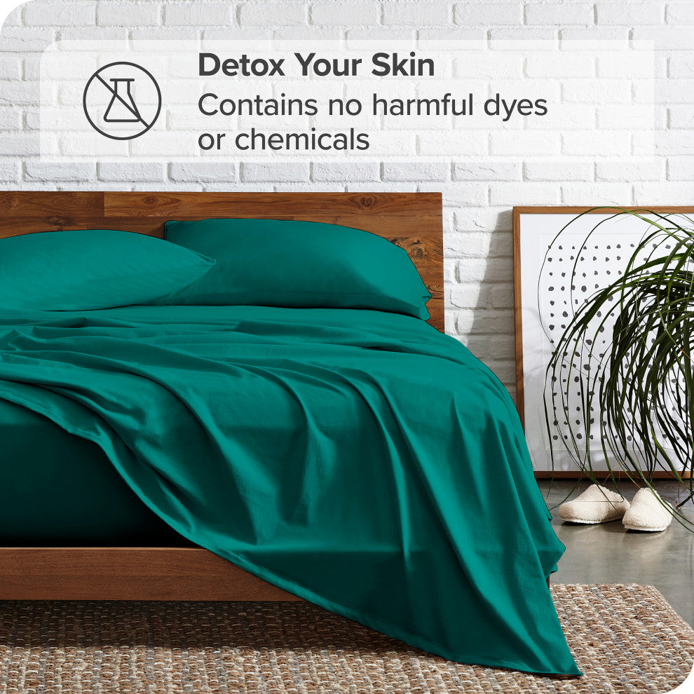 Bare Home Twin XL 1800 Microfiber Sheet Set, Emerald