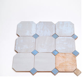 Contemporary Zellige Tile, Off-White With Blue, Sample Piece
