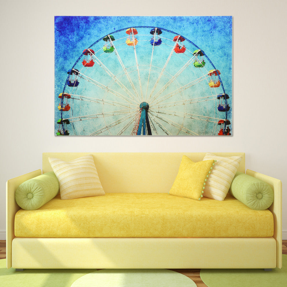 Ferris Wheel Wall Art Tempered Glass Contemporary Artwork 48" x 32"