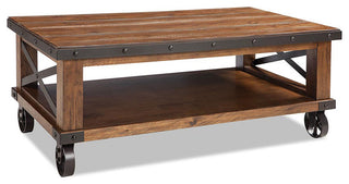 Taos 50" Wide Coffee Table, Canyon Brown, With Casters
