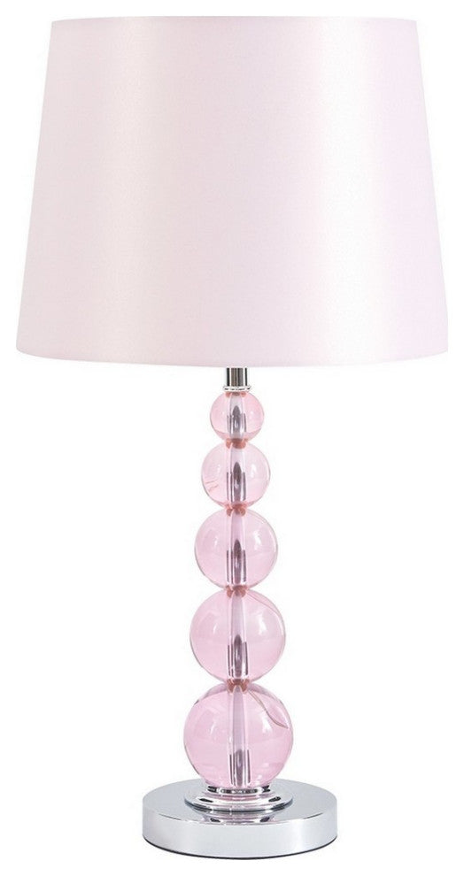 Benzara BM230974 Hardback Shade Table Lamp With Crystal Accents, Pink
