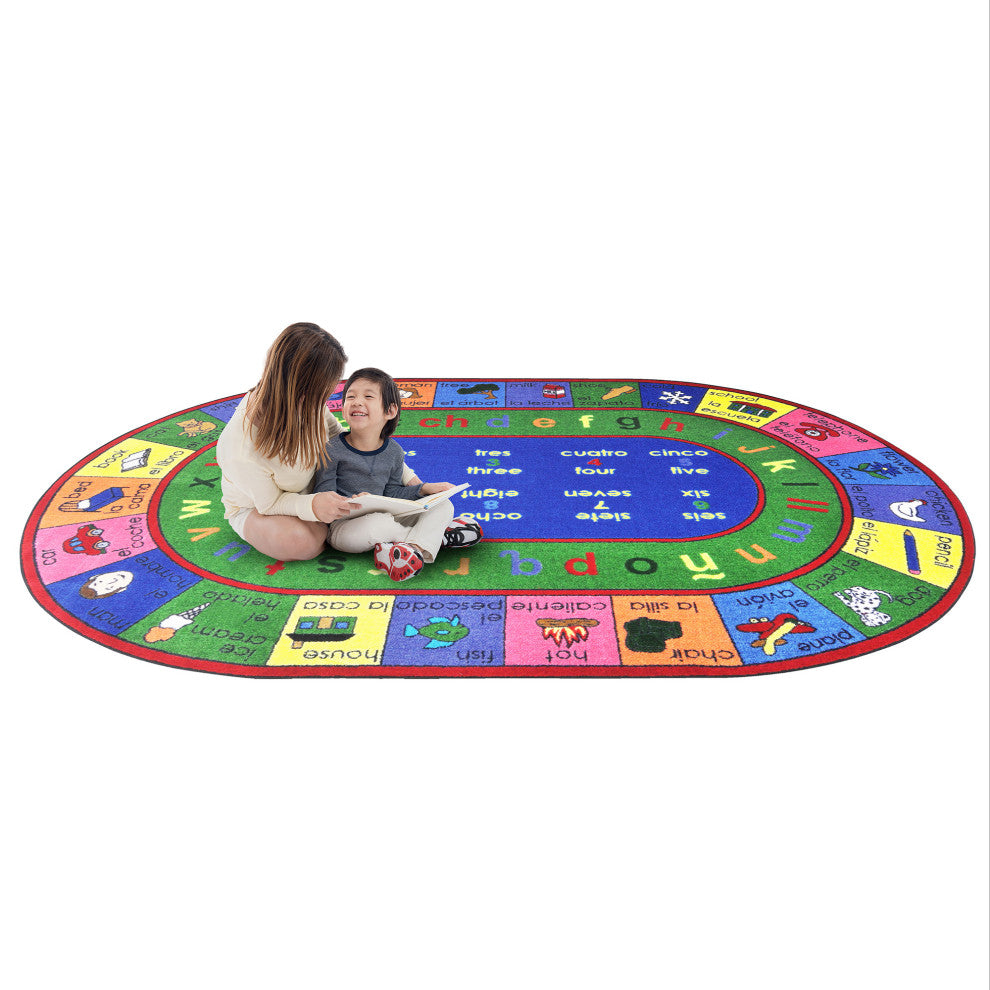 Kid Essentials Rug, LenguaLink, Spanish, 7'8"x10'9" Oval