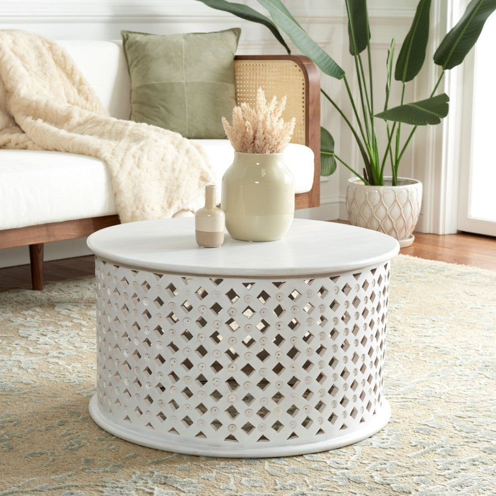 Safavieh Kyrith Round Coffee Table, White Washed