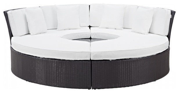 Espresso White Convene Circular Outdoor Patio Daybed Set