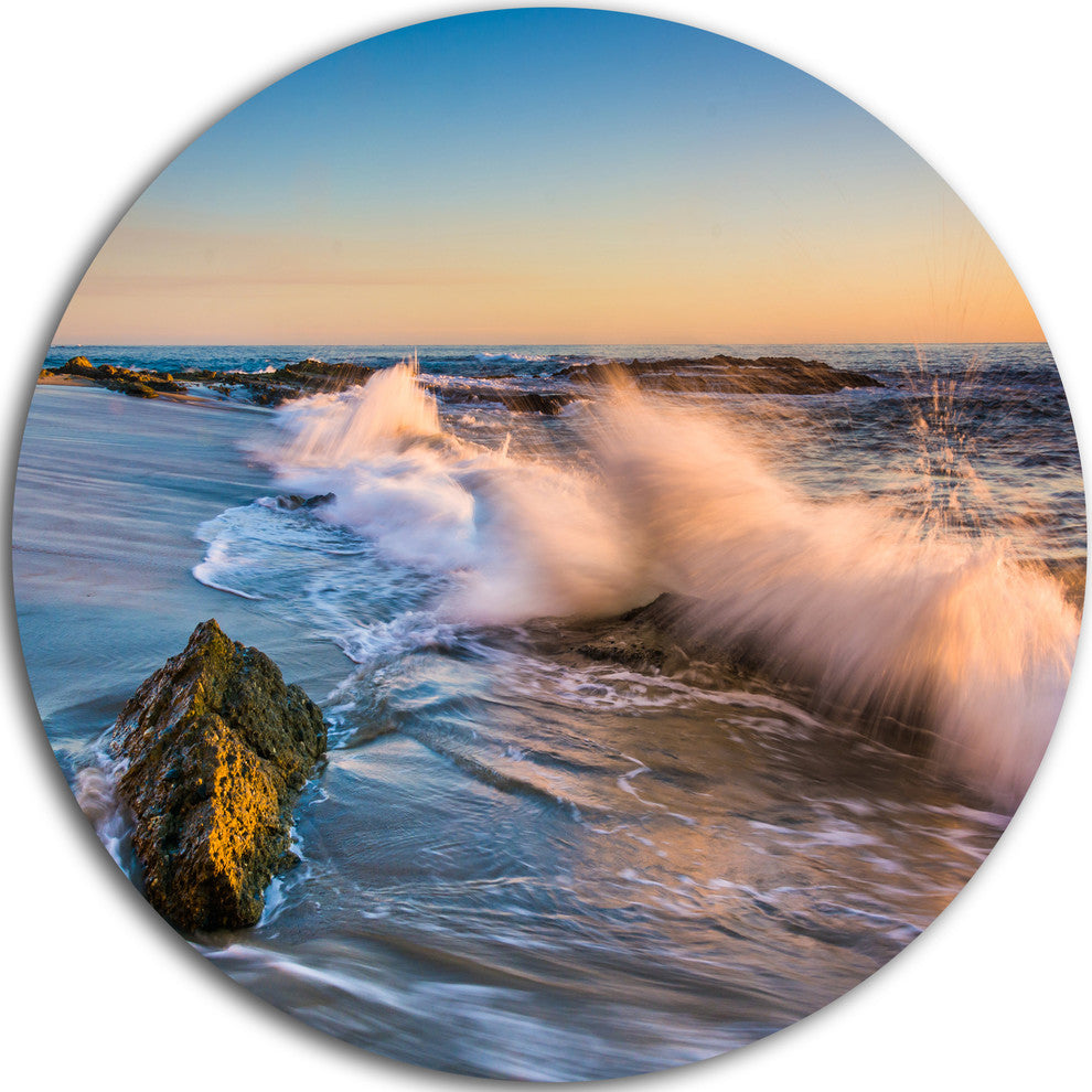 Crashing Waves At Victoria Beach, Seashore Round Wall Art, 11"