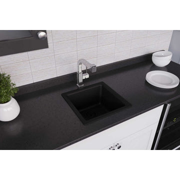 Elkay 15 3/4" Single Bowl Drop In/Undermount Bar/Prep Kitchen Sink, ELG1616BK0