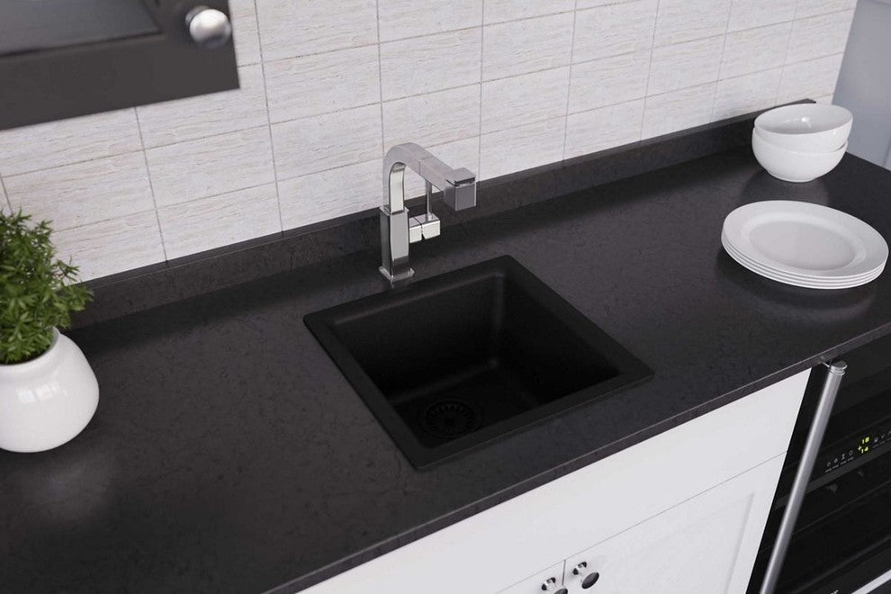 Elkay 15 3/4" Single Bowl Drop In/Undermount Bar/Prep Kitchen Sink, ELG1616BK0